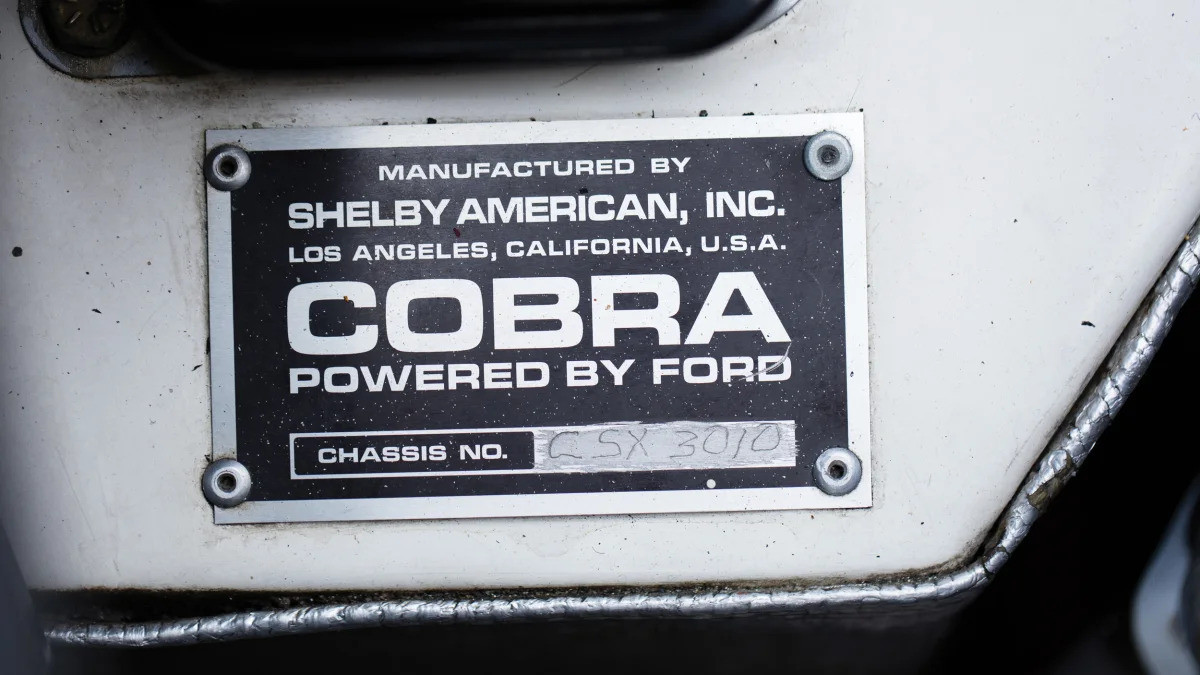 1965 Shelby 427 Competition Cobra VIN plate