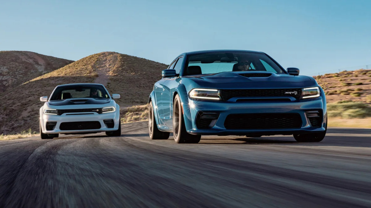 2020 Dodge Charger Scat Pack Widebody (Left) and  2020 Dodge Cha