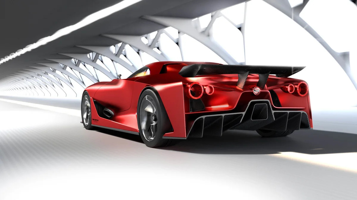 Nissan Concept 2020 Vision Gran Turismo red sketch rear 3/4