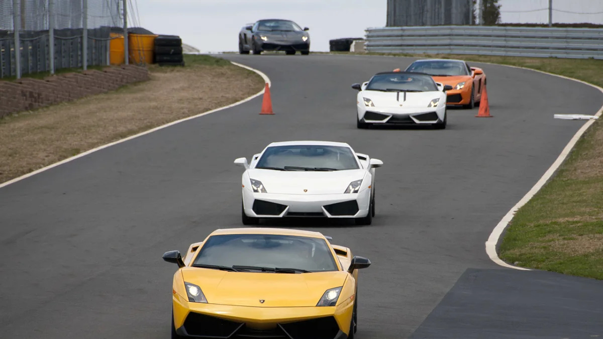 Lamborghini Gallardos on track