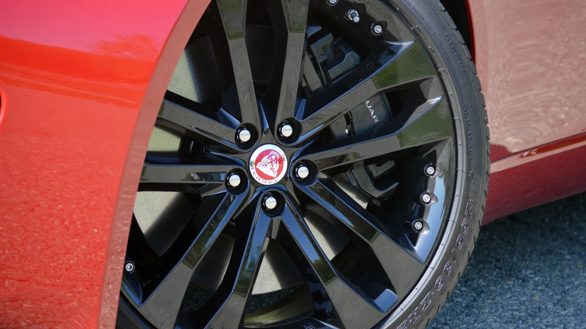 2016 Jaguar F-Type S Coupe red black wheel detail 