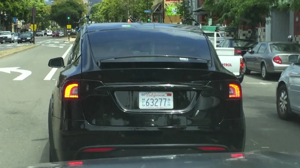 A Tesla Model X in California with unknown sensors attached.