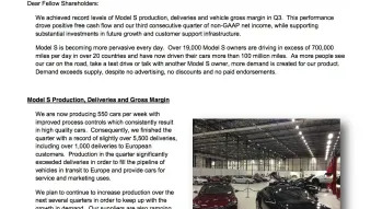 Tesla Motors Third Quarter 2013 Shareholder Letter