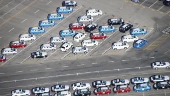 Aerial shots of Nissan Leaf at Port of Long Beach
