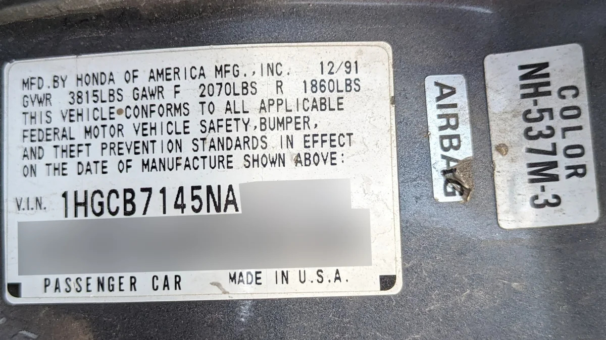 98 - 1992 Honda Accord in Colorado junkyard - photo by Murilee Martin