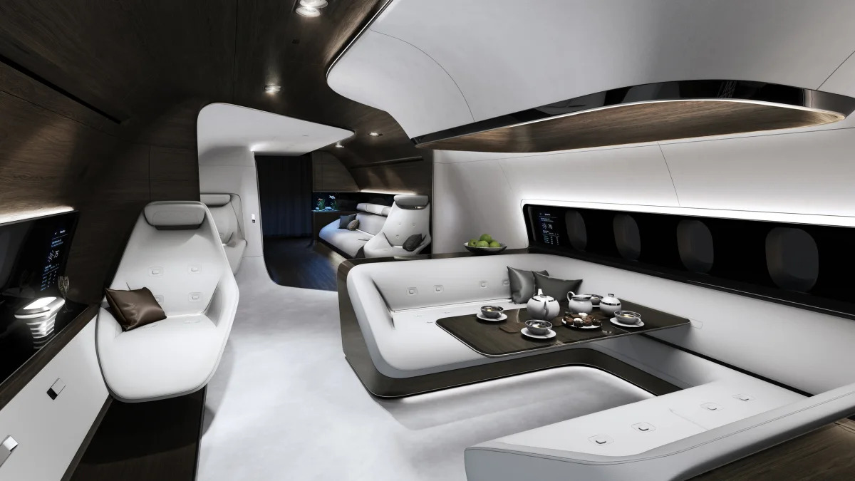 Private jet cabin by Mercedes-Benz Style and Lufthansa Technik