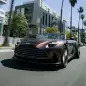 Aston Martin DB12 Volante action front Santa Monica