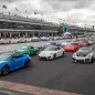 The GT Corral lines up at The Yard of Bricks before a parade lap