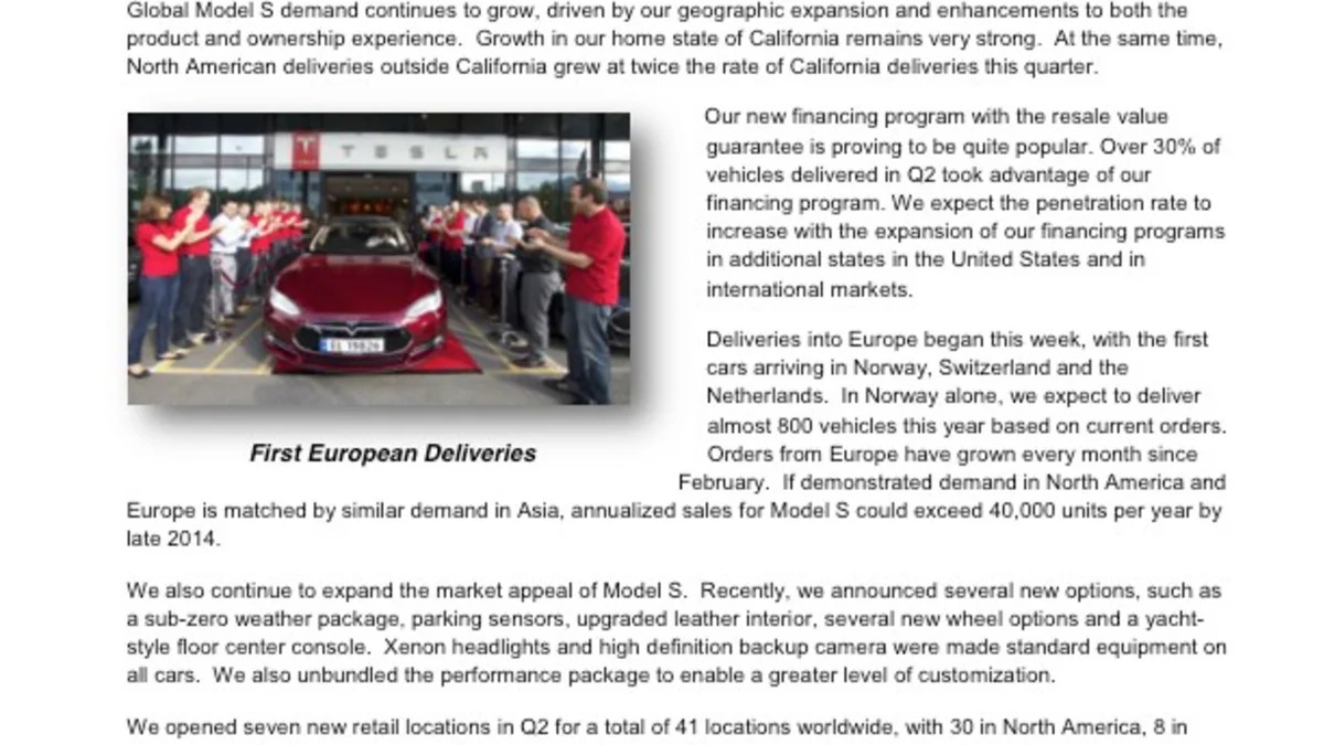 Tesla Motors 2013 2Q Shareholder Letter