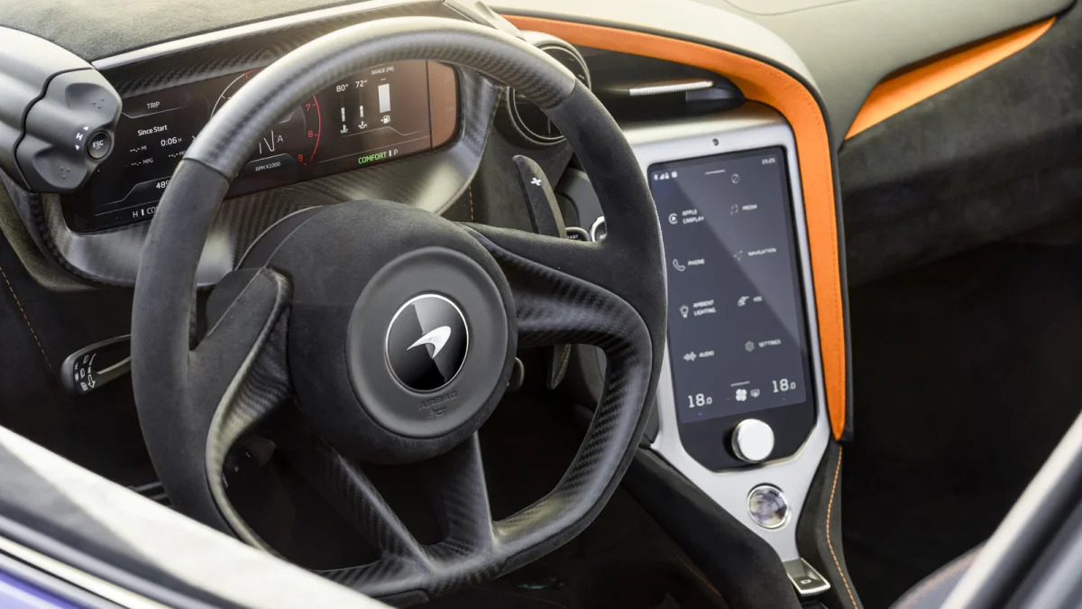 McLaren 750S infotainment and steering wheel