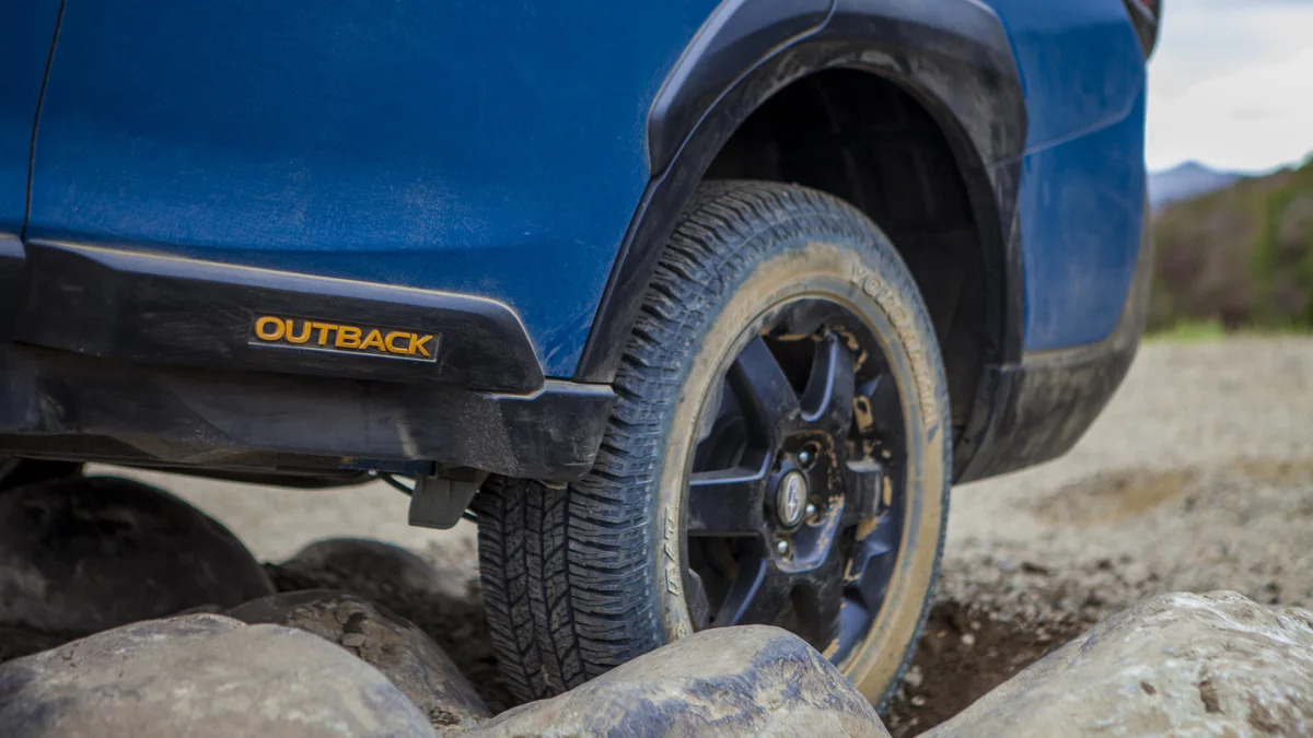 2021 Subaru Outback Wilderness badge and wheel