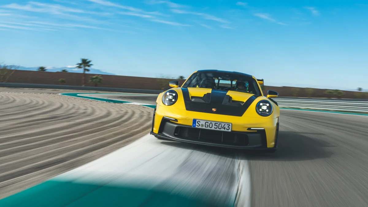 2023 Porsche GT3 RS action front curb