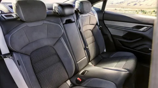 2025 Porsche Taycan back seat with new houndstooth upholstery