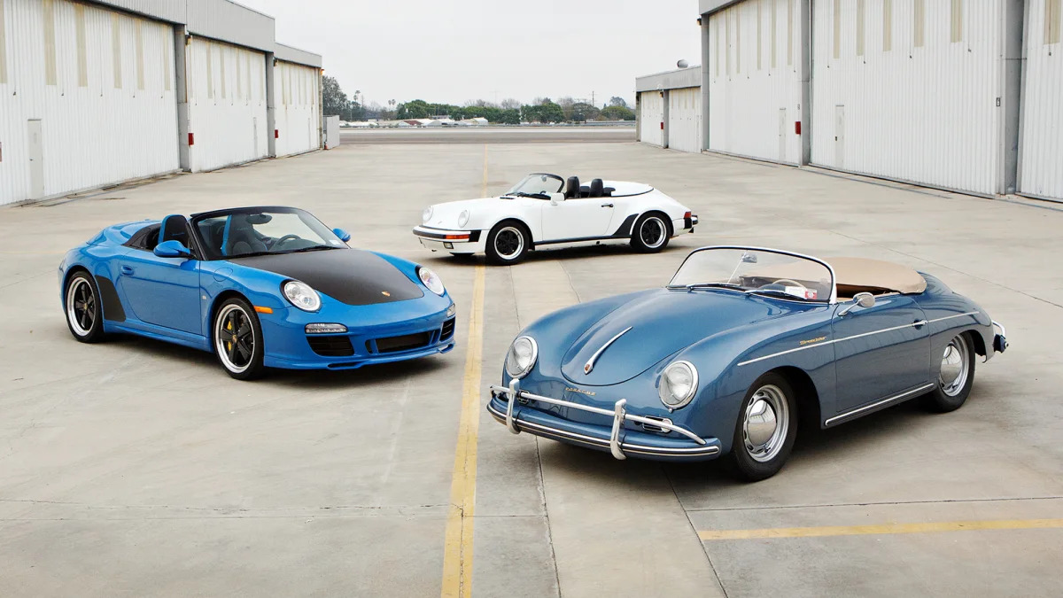 2011 Porsche 997 Speedster, 1989 Porsche 911 Speedster, 1957 Porsche 356 A Speedster