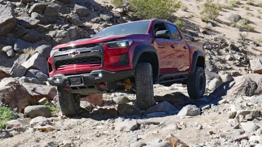 2024 Chevy Colorado ZR2 Bison action front wheels to the left