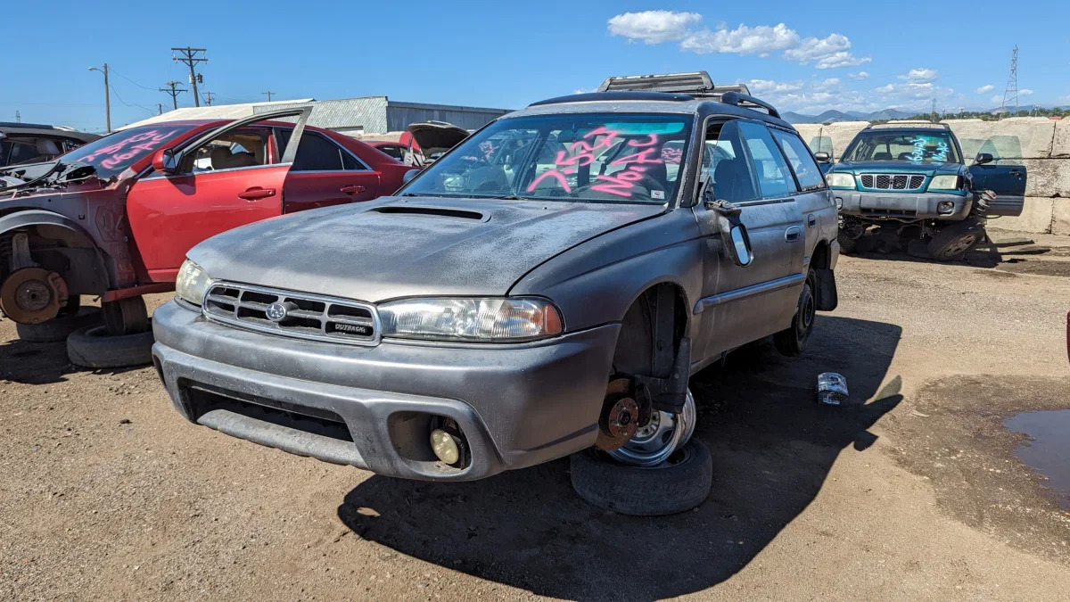 65 - 1998 Subaru Legacy Outback wagon in Colorado junkyard - photo by Murilee Martin