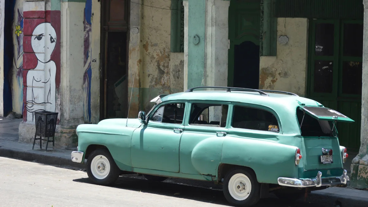 Green station wagon in Havana, Cuba