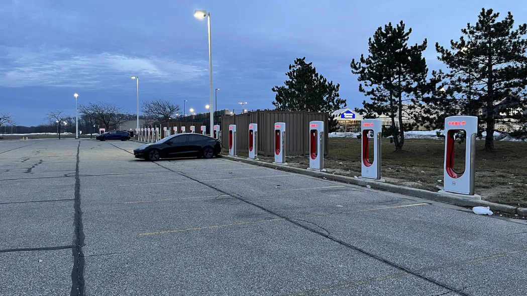 Tesla superchargers at a Meijer