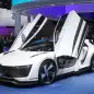 The Volkswagen Golf GTE Sport concept showed off at the 2015 Frankfurt Motor Show, front three-quarter view.