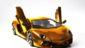 Lamborghini Aventador 1/8-scale Model Wrapped In Gold