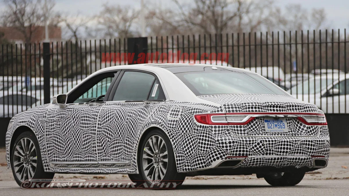 lincoln continental spy shot rear three quarters taillights