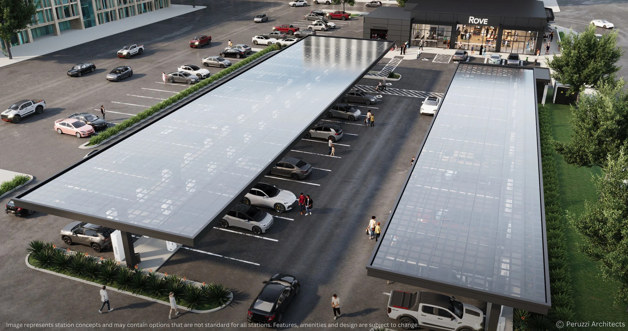 A rendering of a future Rove EV charging station. 