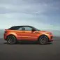 The 2017 Range Rover Evoque Convertible, side view, top up.