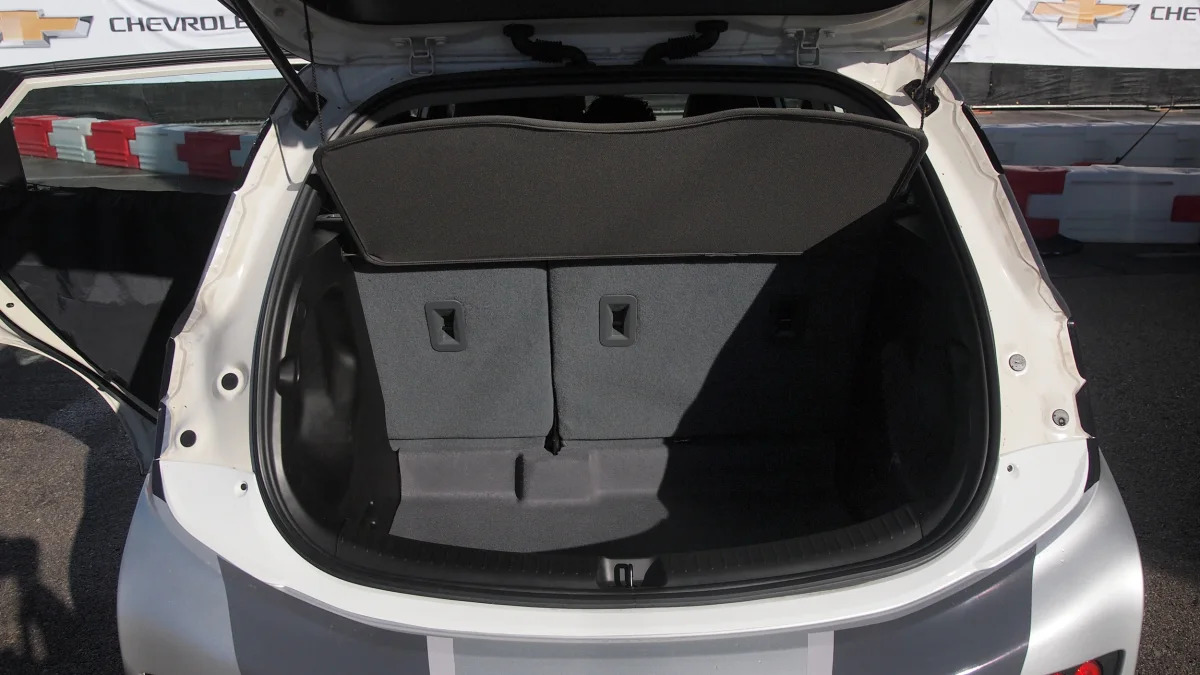 Chevy Bolt Prototype rear hatch open in Las Vegas during CES 2016.