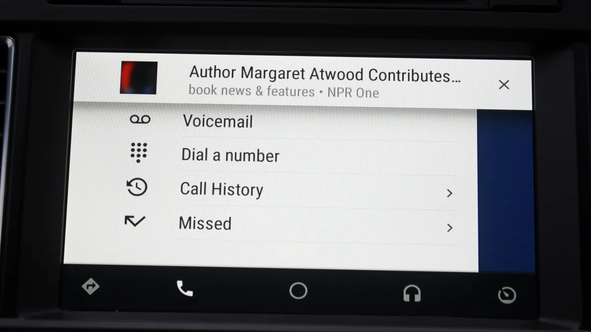 The Phone menu inside Android Auto.