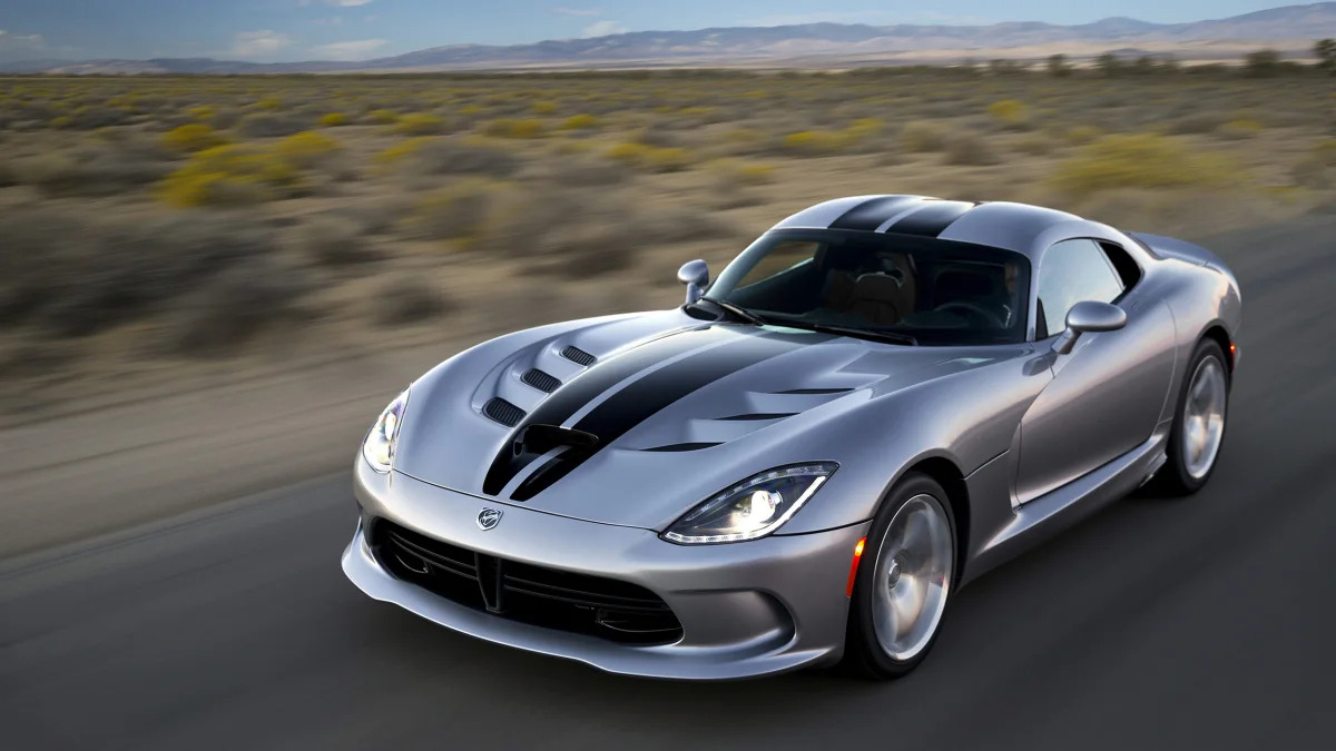 2015 Dodge Viper in silver on a country road