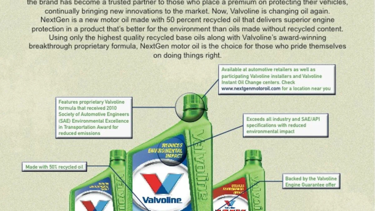 Valvoline NextGen Recycled Oil
