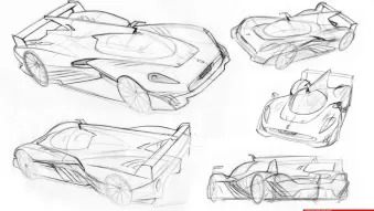 Sketches of a Glickenhaus P 4/5 Competizione LMP race car