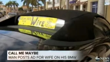 Florida man uses BMW to advertise for a wife