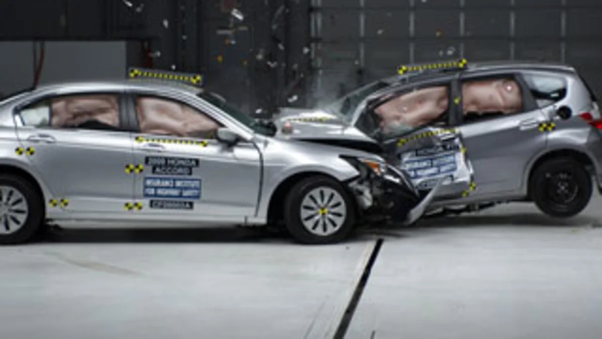 Small Car Crash Test: Honda Fit vs. Honda Accord