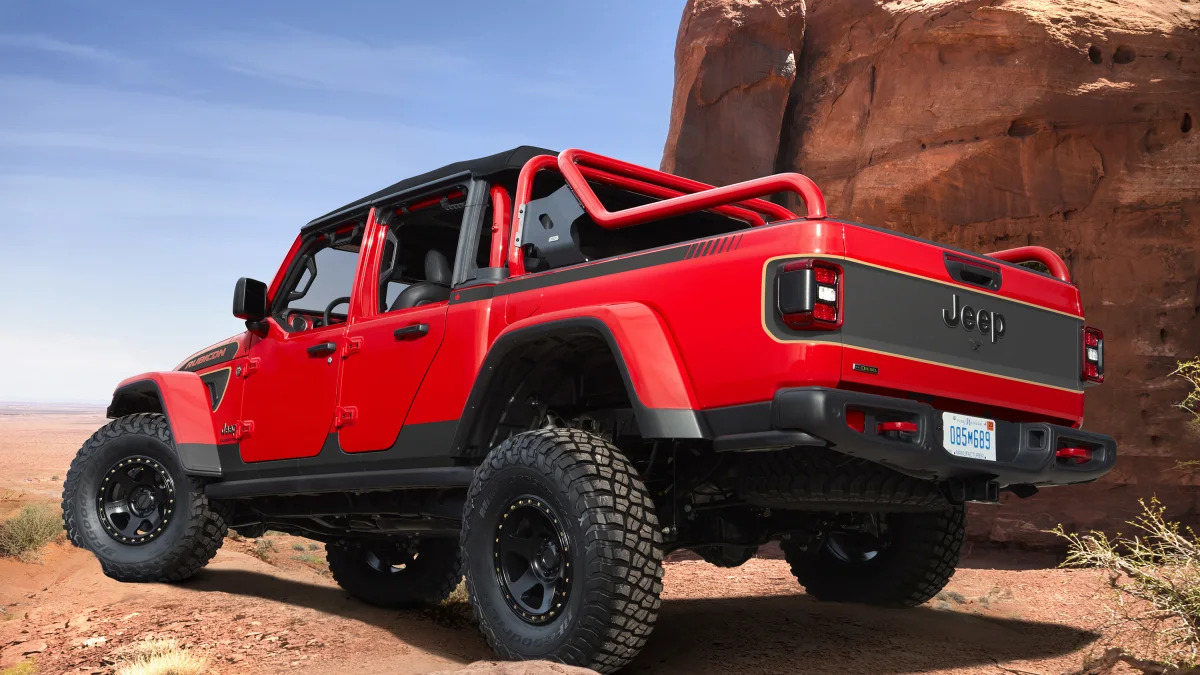 The Jeep® Red Bare Gladiator Rubicon concept builds on the pa