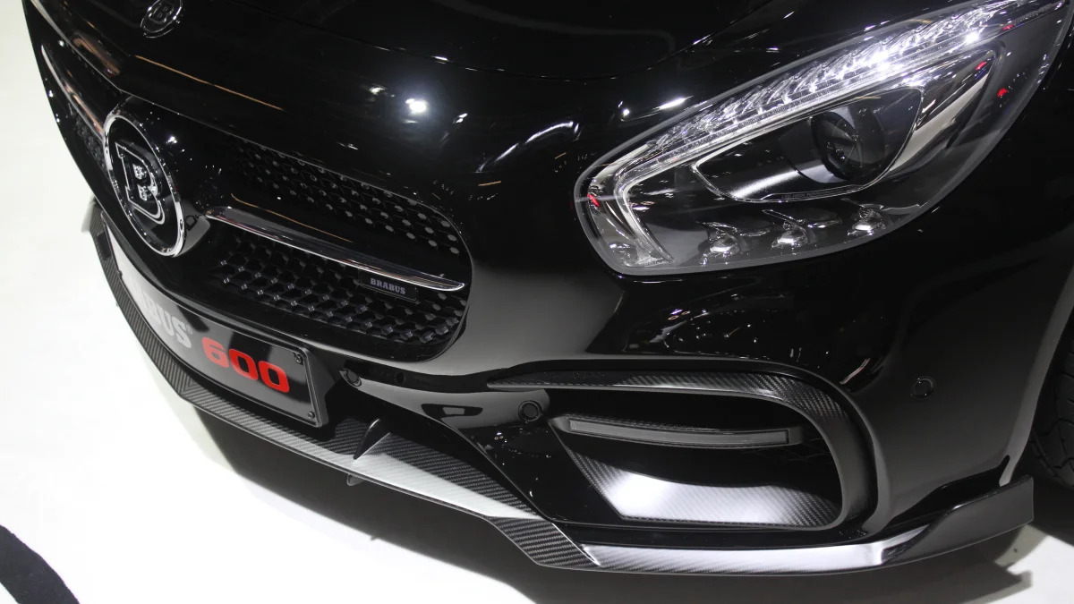 The Brabus 600, a tuned Mercedes-AMG GT S, at the Frankfurt Motor Show, detail of the front fascia.