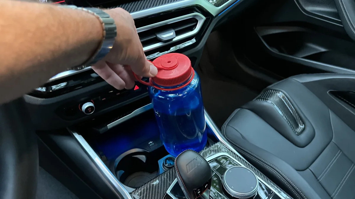 2023 BMW M2 - front cupholders with bottle