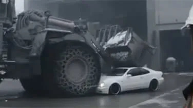 Watch this perfectly nice Mercedes get crushed by a front-end loader