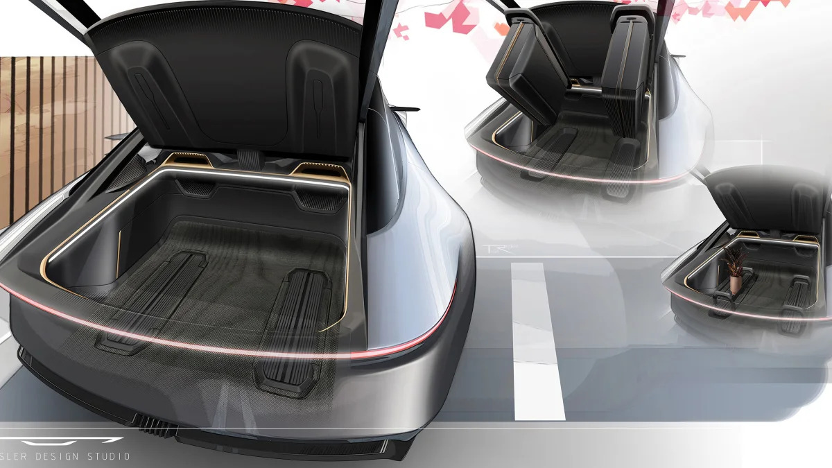 Sketch of the trunk area of the Chrysler Halcyon Concept. The co