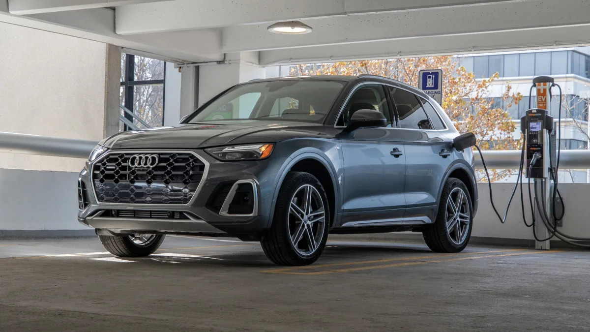 2021 Audi Q5 55 TFSI e parked and plugged in front