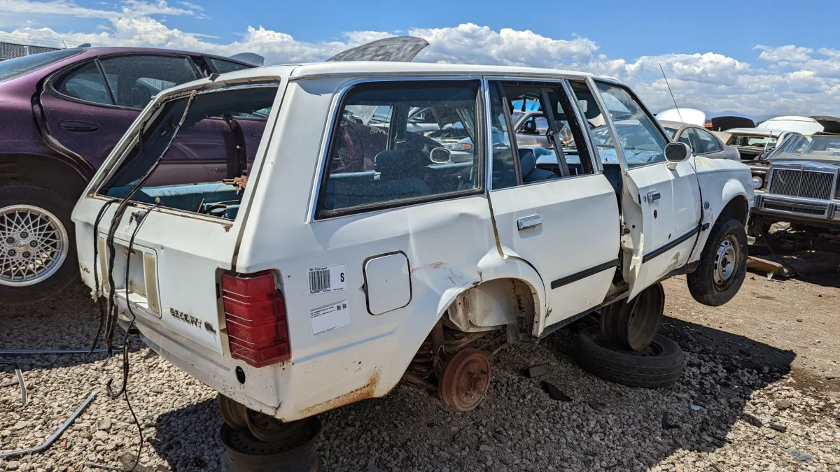 38 - 1981 Ford Escort station wagon in Colorado junkyard - photo by Murilee Martin