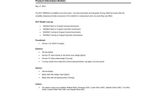 2011 Mazda2 Dealer Order Guide