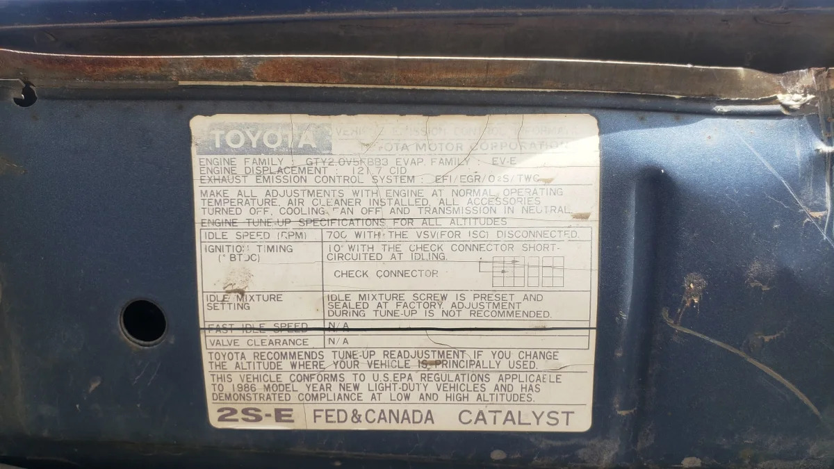 23 - 1986 Toyota Camry Liftback in Colorado junkyard - photograph by Murilee Martin
