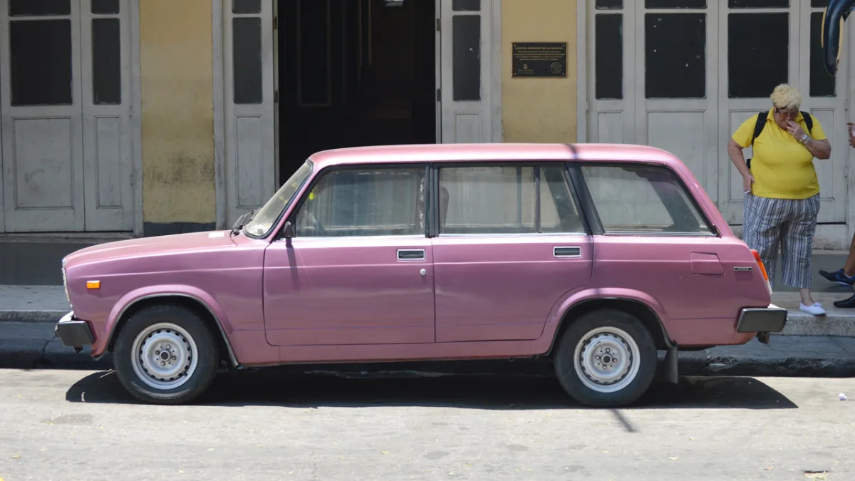 purple station wagon, Havana, Cuba