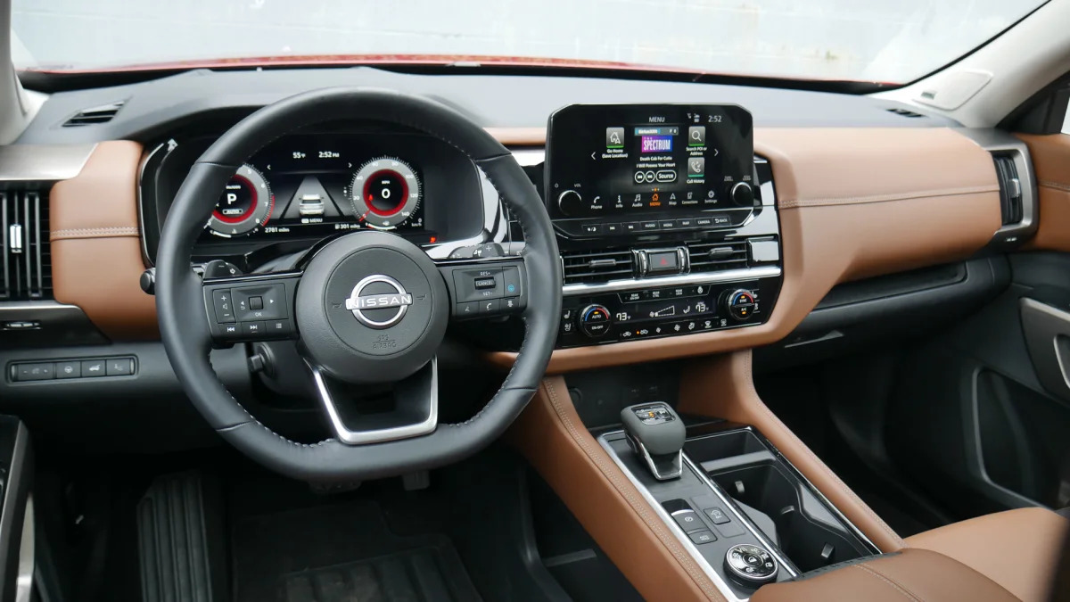 2022 Nissan Pathfinder Platinum interior from driver