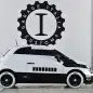 The Fiat 500e Stormtrooper, side view.