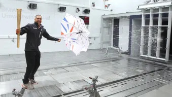 Testing the Olympic Torch in BMW wind tunnel