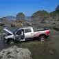 Dodge truck gets stuck in ocean during commercial shoot