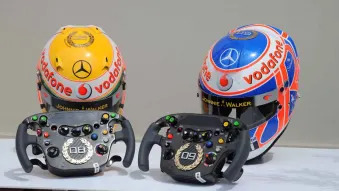 Bejewled helmets and steering wheels for Jenson Button and Lewis Hamilton