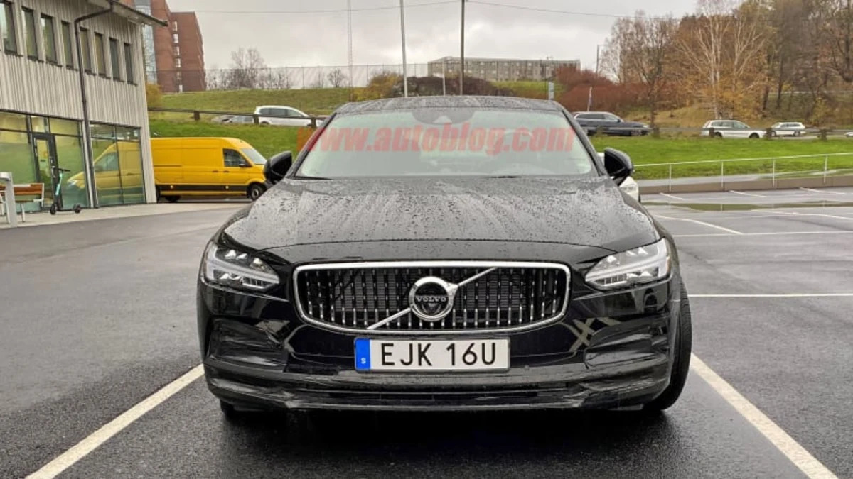 Volvo S90 sedan spied out in the open sporting a light refresh